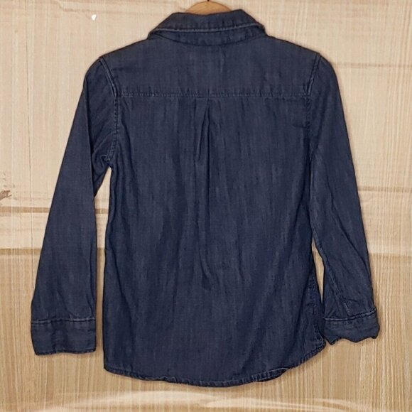 Cat & Jack Girls Denim Look Blue Long Sleeve Button Down Shirt 4T - Picture 2 of 4